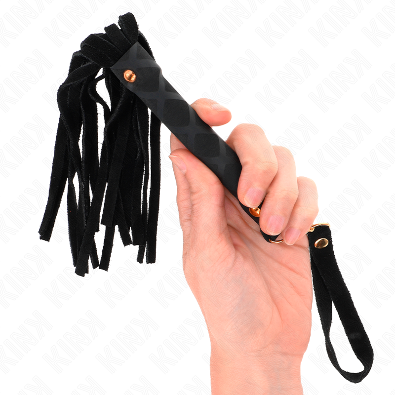 Mini-Peitsche aus schwarzem Wildleder, 30 cm