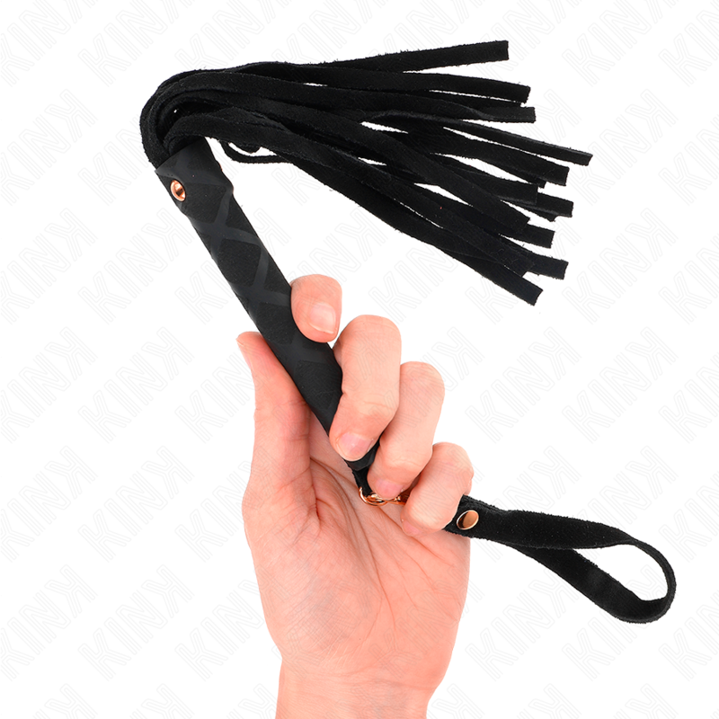 Mini-Peitsche aus schwarzem Wildleder, 30 cm