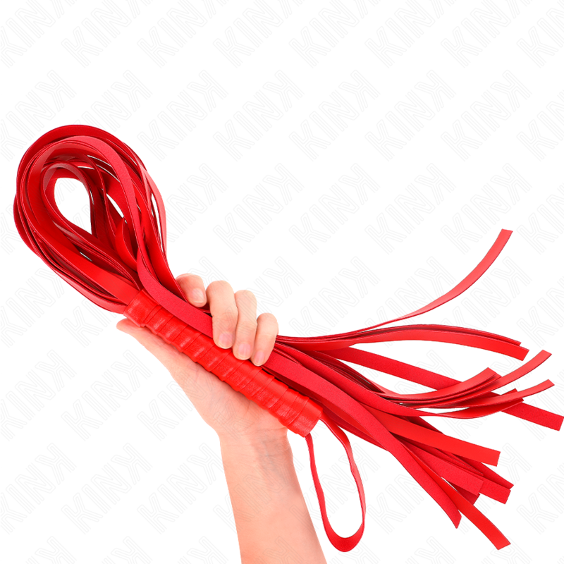 Rote Peitsche kurzer Griff langer Schwanz 70 cm