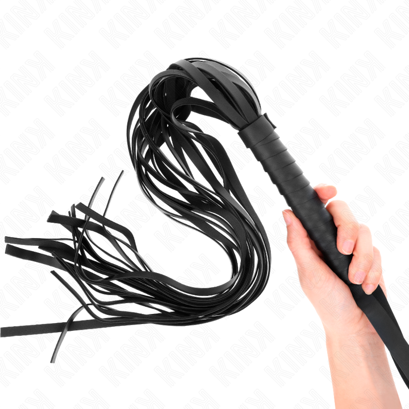 Schwarze Peitsche mit kurzem Griff und langem Schwanz, 70 cm