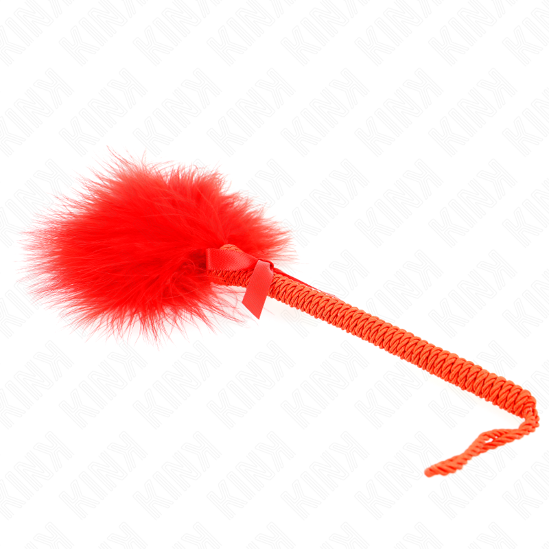 Nylonschnur-Zauberstab mit kitzelnden Federn und roter Schleife 25 cm