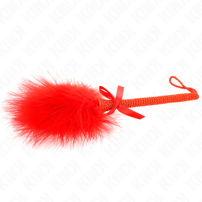 Nylonschnur-Zauberstab mit kitzelnden Federn und roter Schleife 25 cm