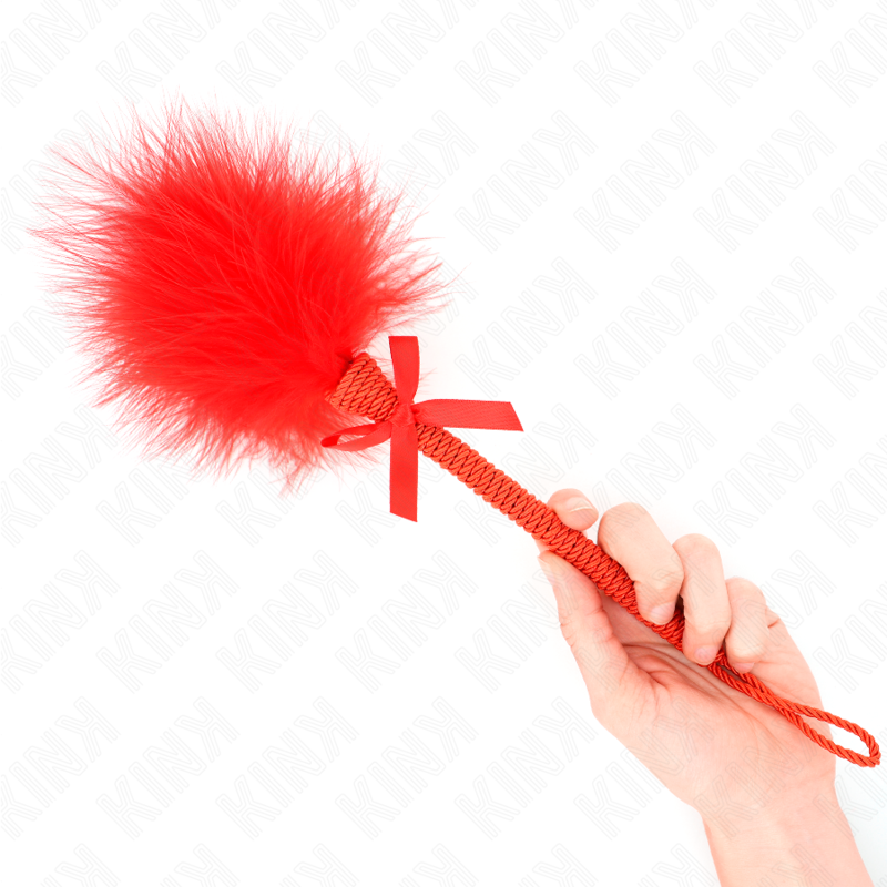 Nylonschnur-Zauberstab mit kitzelnden Federn und roter Schleife 25 cm