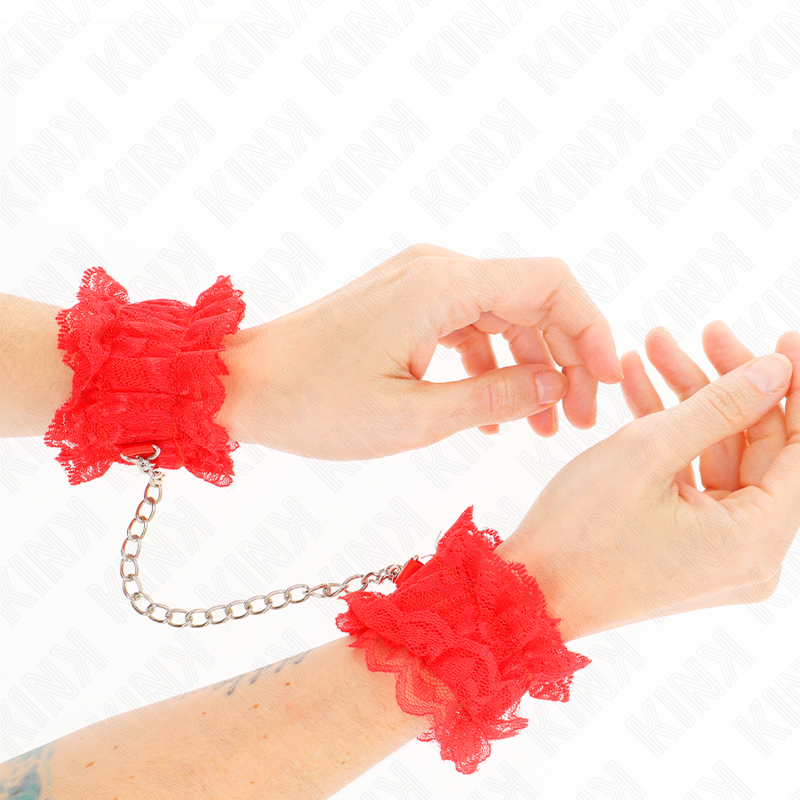 Elastische Handgelenkmanschetten aus roter Spitze