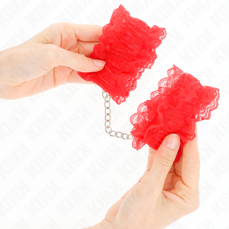 Elastische Handgelenkmanschetten aus roter Spitze