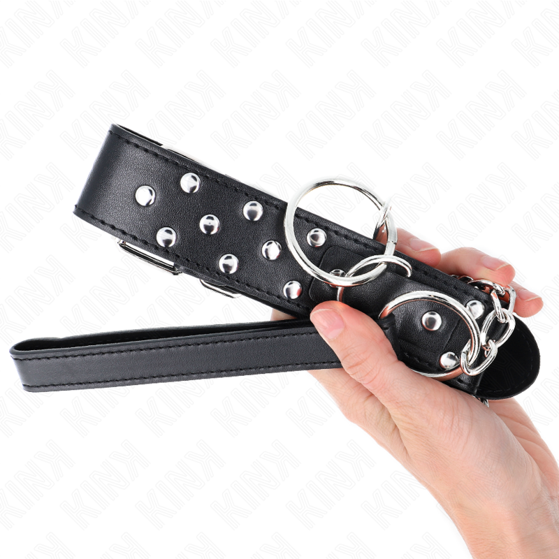 Ringnietenkette mit Gürtel 65 cm schwarz verstellbar 36-50 cm x 3,8 cm