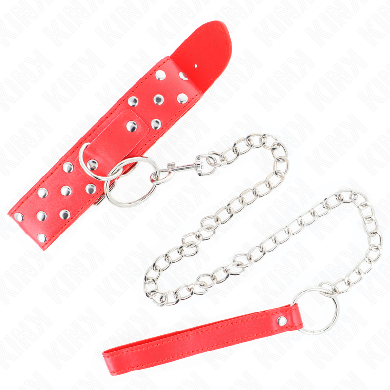 Ringnietenkette mit Gürtel 65 cm rot verstellbar 36-50 cm x 3,8 cm