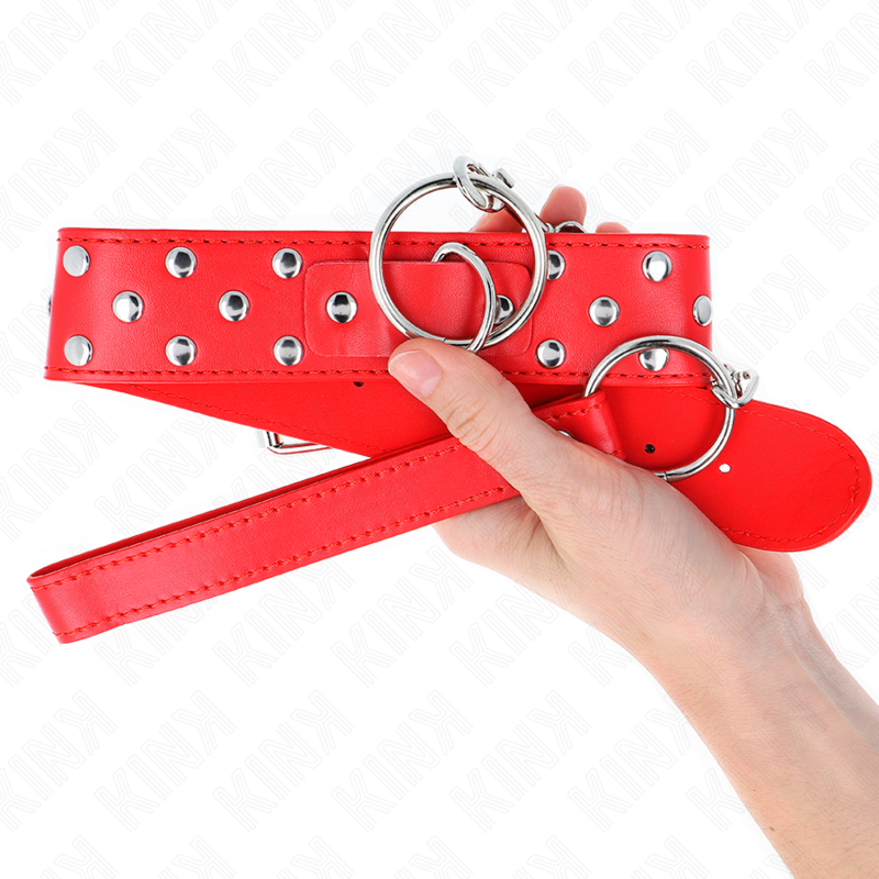 Ringnietenkette mit Gürtel 65 cm rot verstellbar 36-50 cm x 3,8 cm