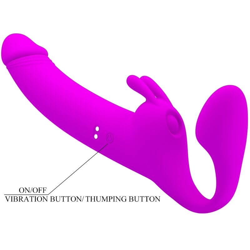 Zanini trägerloser Strap-on 10 Vibrationen lila