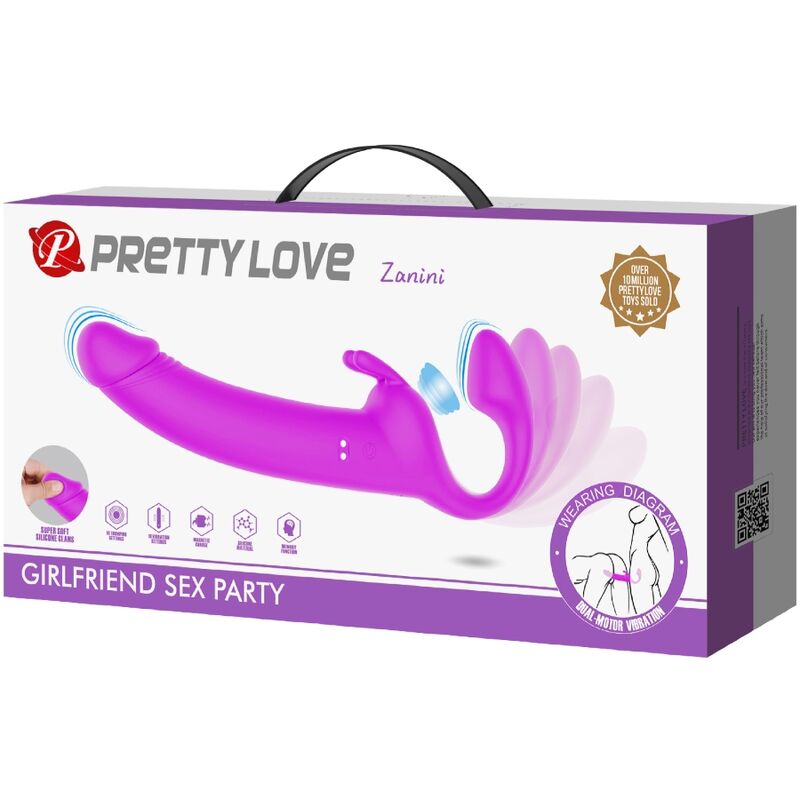 Zanini trägerloser Strap-on 10 Vibrationen lila
