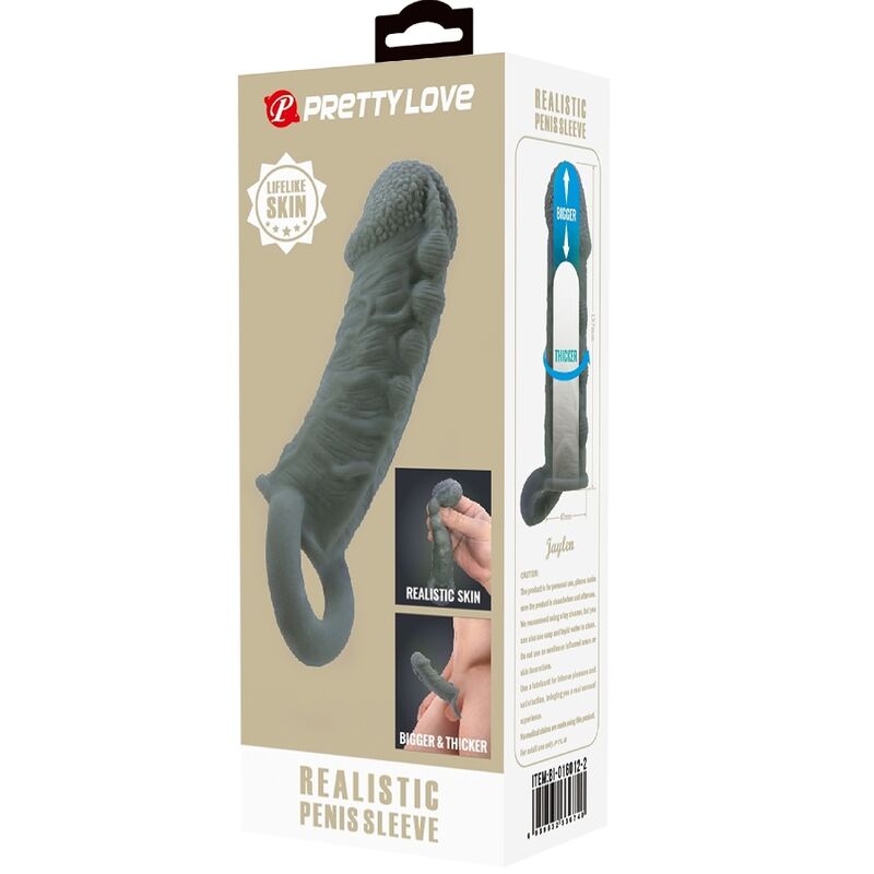 Realistische Penisvergrößerungs- und Verzögerungshülle Grau