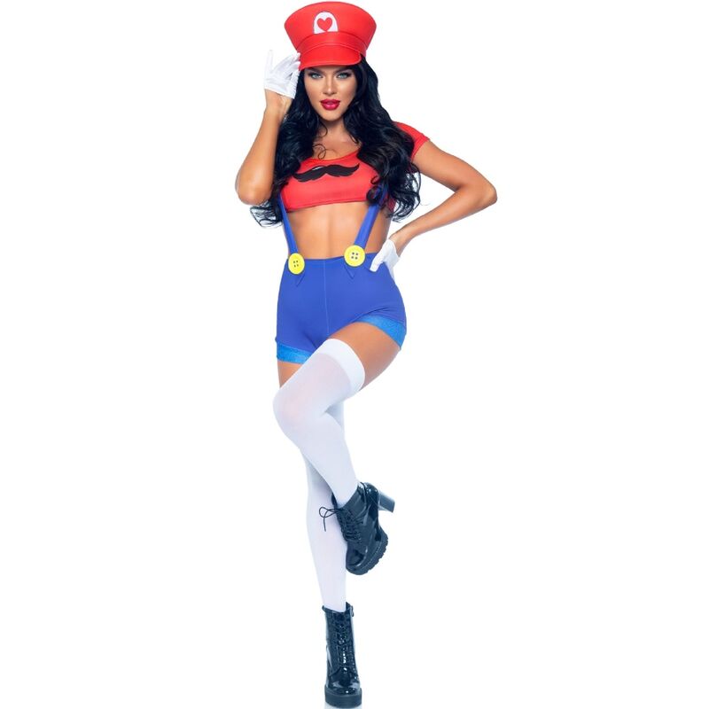 Sexy Mario Bros Rot/Blau Kostüm S