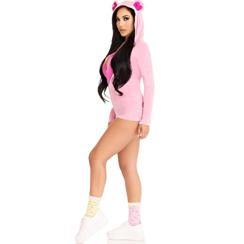 Rosa Teddybär-Samt-Bodysuit S