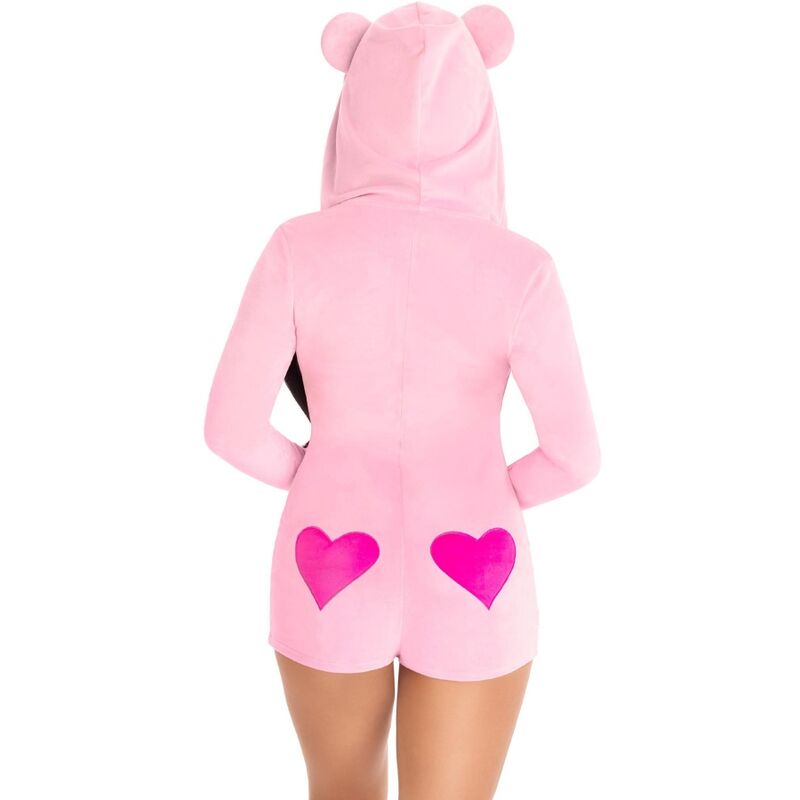Rosa Teddybär-Samt-Bodysuit S