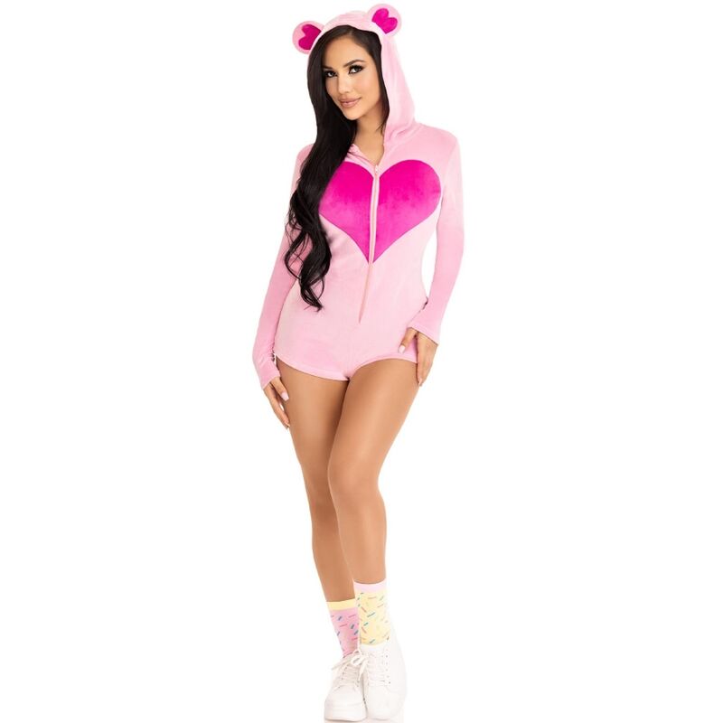 Rosa Teddybär Samt Bodysuit m