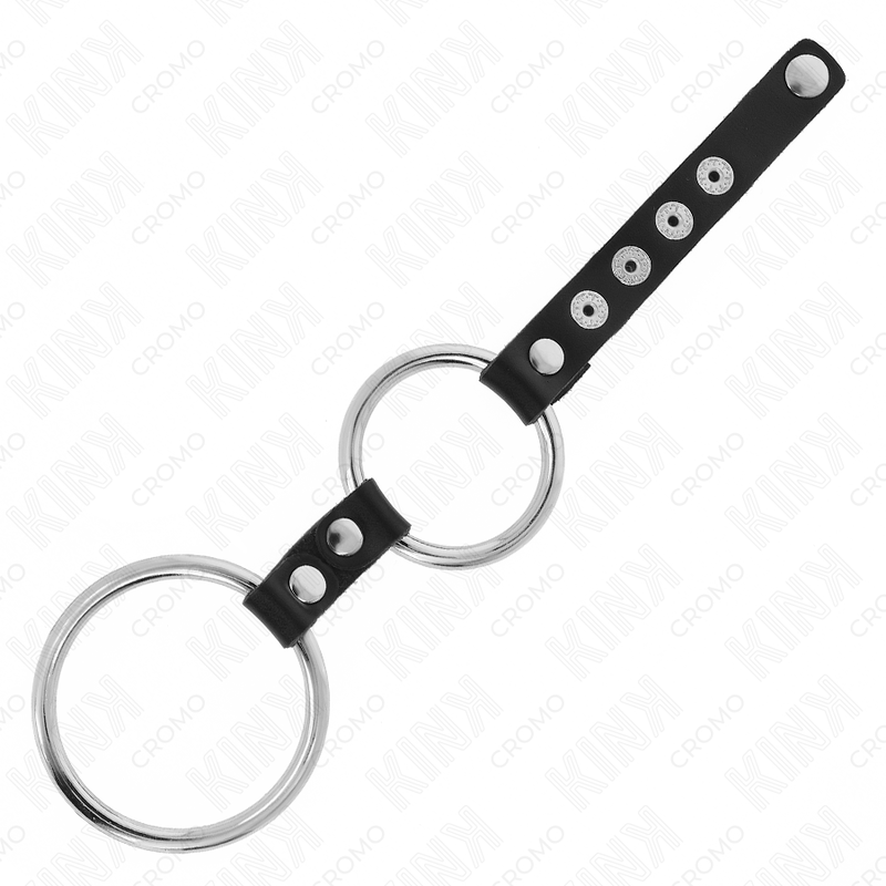 Doppelter Penisring aus Metall 3,8cm bis 5cm mit Leder verbunden