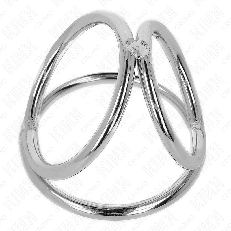 Dreifacher Penisring aus Chrommetall, 3,2 cm bis 4,5 cm