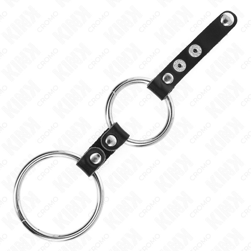 Doppelter Penisring 3,8 cm bis 5 cm durch Leder verbunden