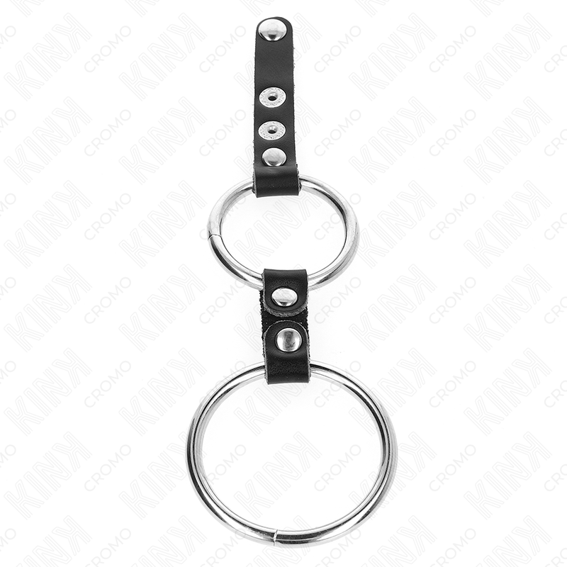 Doppelter Penisring 3,8 cm bis 5 cm durch Leder verbunden