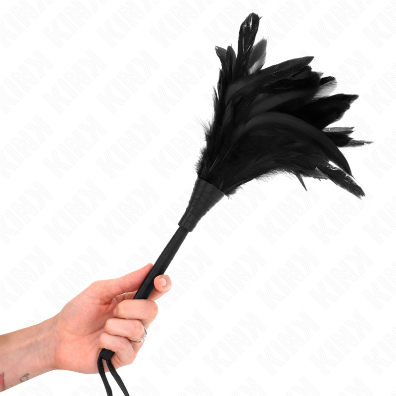 Schwarze Horn-Kitzelhühnerfedern 36cm