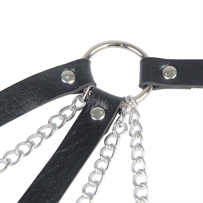 953713 Punk-Bondage-Gürtel schwarze Metallschnalle Einheitsgröße