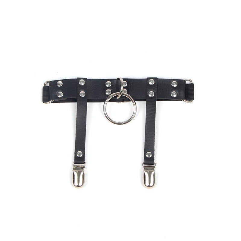 953744 verstellbare schwarze Punk-Hosenträger aus Leder, Einheitsgröße