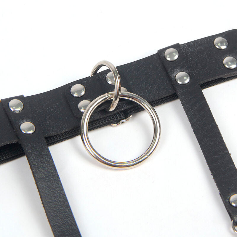 953744 verstellbare schwarze Punk-Hosenträger aus Leder, Einheitsgröße