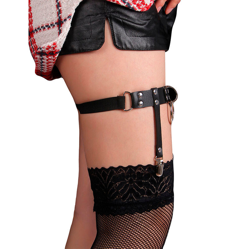 953744 verstellbare schwarze Punk-Hosenträger aus Leder, Einheitsgröße