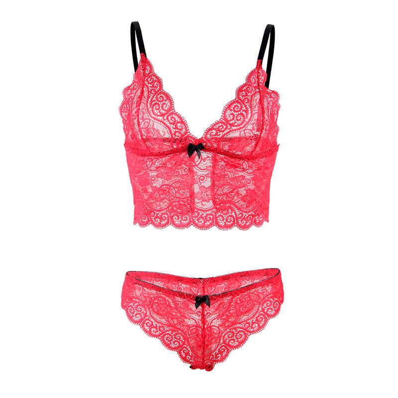 953904 Nachthemd aus Seide und Spitze + rotes Höschen L/XL