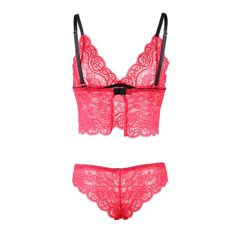 953904 Nachthemd aus Seide und Spitze + rotes Höschen L/XL