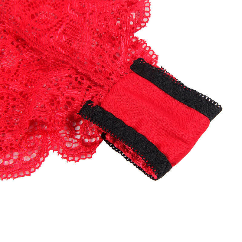 953904 Nachthemd aus Seide und Spitze + rotes Höschen L/XL