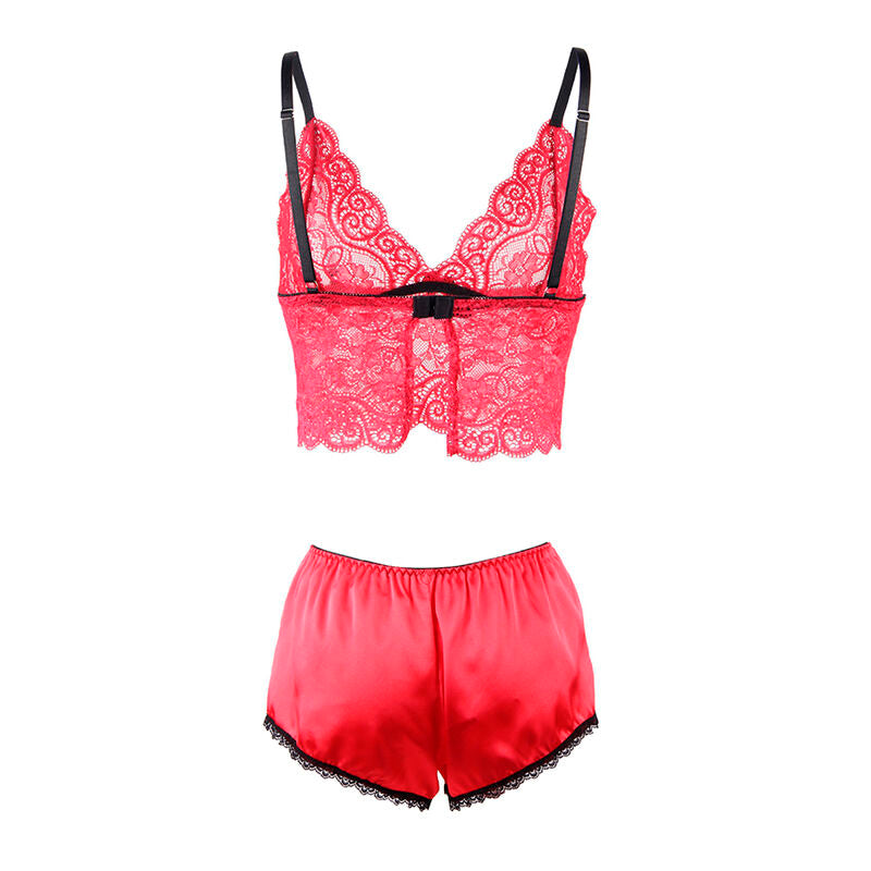 953904 Nachthemd aus Seide und Spitze + rotes Höschen L/XL