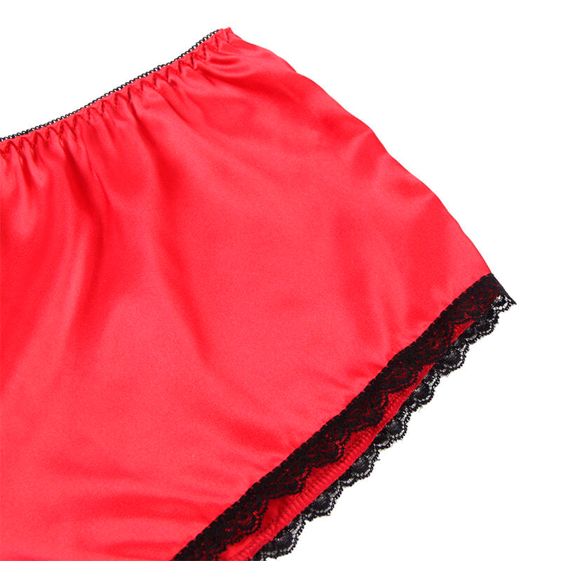 953904 Nachthemd aus Seide und Spitze + rotes Höschen L/XL