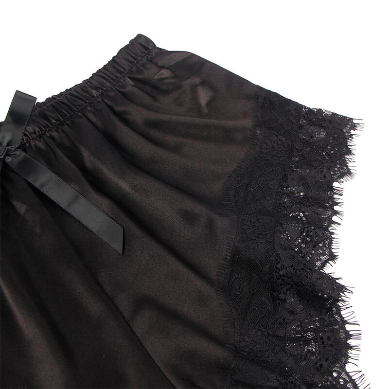 953942 lässiges Seidennachthemd + Spitzenhose schwarz l/xl
