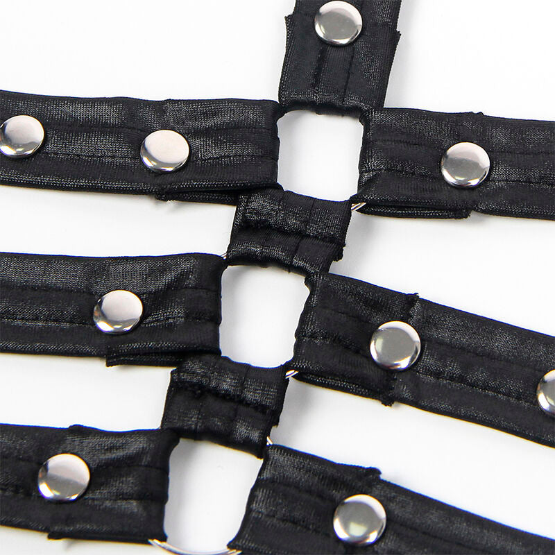 954406 schwarzes Bondagekleid aus Leder s/m