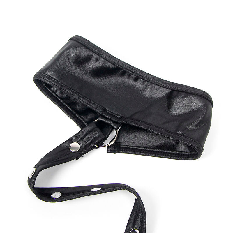 954406 schwarzes Bondagekleid aus Leder s/m