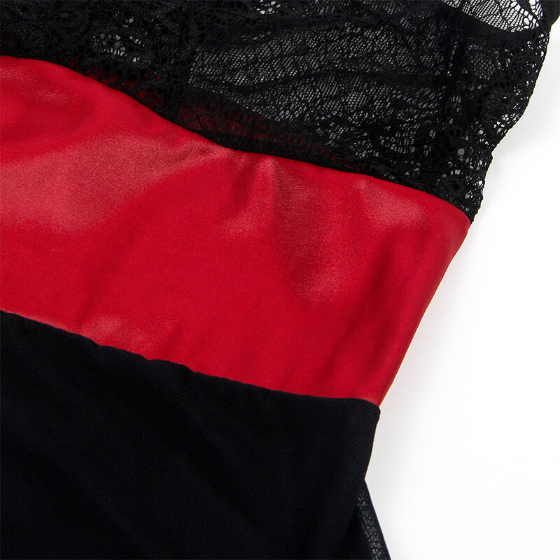 954420 schwarzes Bondage-Kleid aus Spitze s/m
