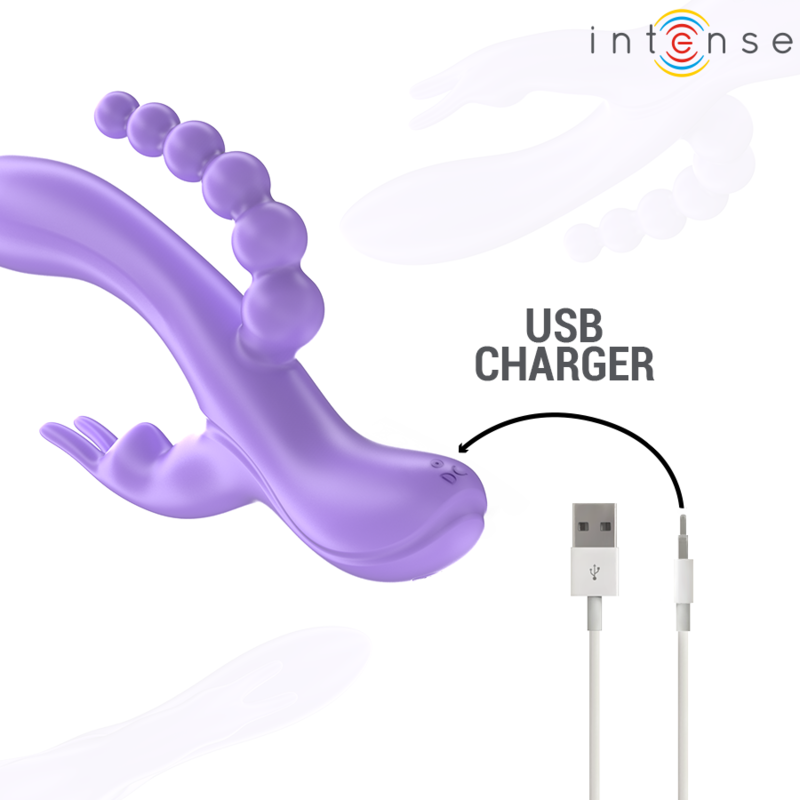 Miko Triple Rabbit Vibrator &amp; Analstimulator 7 Vibrationen Lila