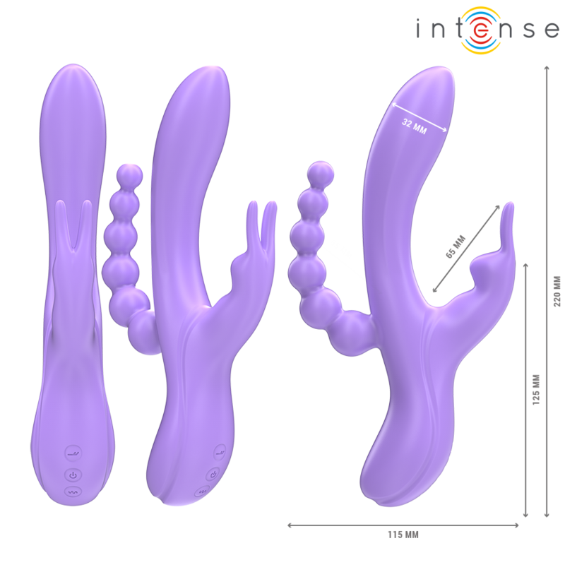 Miko Triple Rabbit Vibrator &amp; Analstimulator 7 Vibrationen Lila