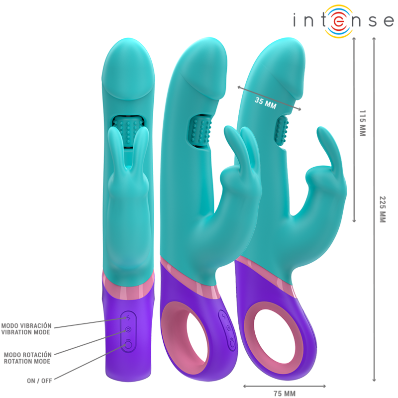 Monica Rabbit-Vibrator mit rotierendem G-Punkt-Stimulator blau