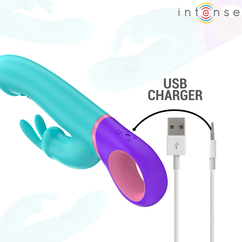 Monica Rabbit-Vibrator mit rotierendem G-Punkt-Stimulator blau