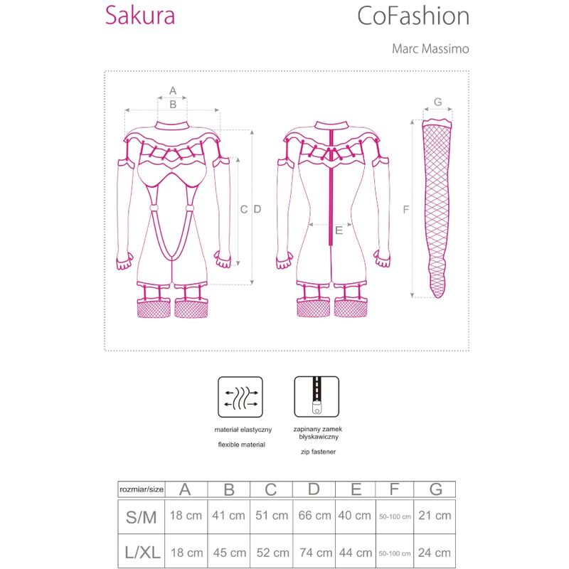 Sakura cf 90357 Overall + lange Handschuhe + schwarzer Strumpfgürtel s/m
