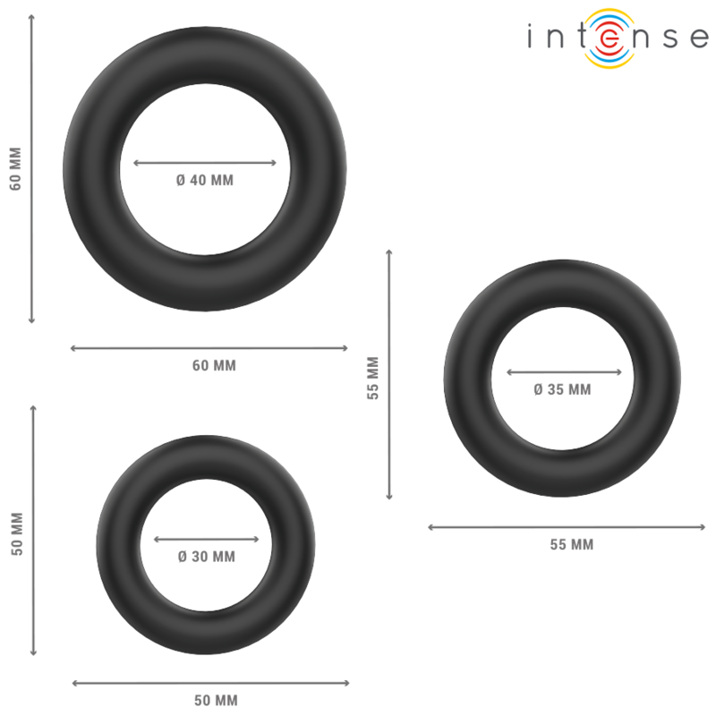 Hugh 3 Basic Penisringe aus schwarzem Silikon