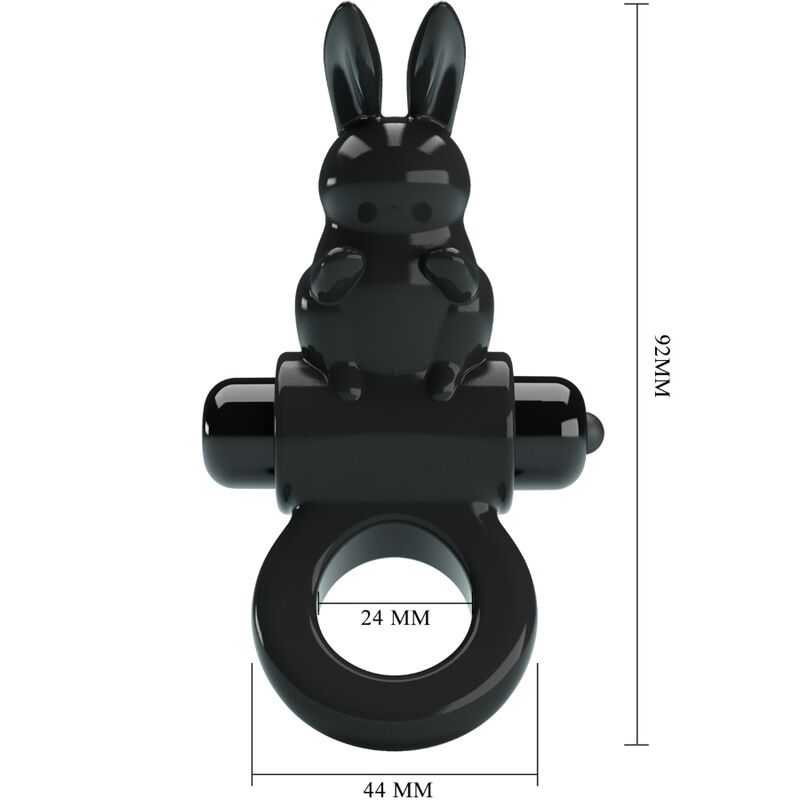 Aufregender Rabbit-Vibrationsring 10 Vibrationen schwarz