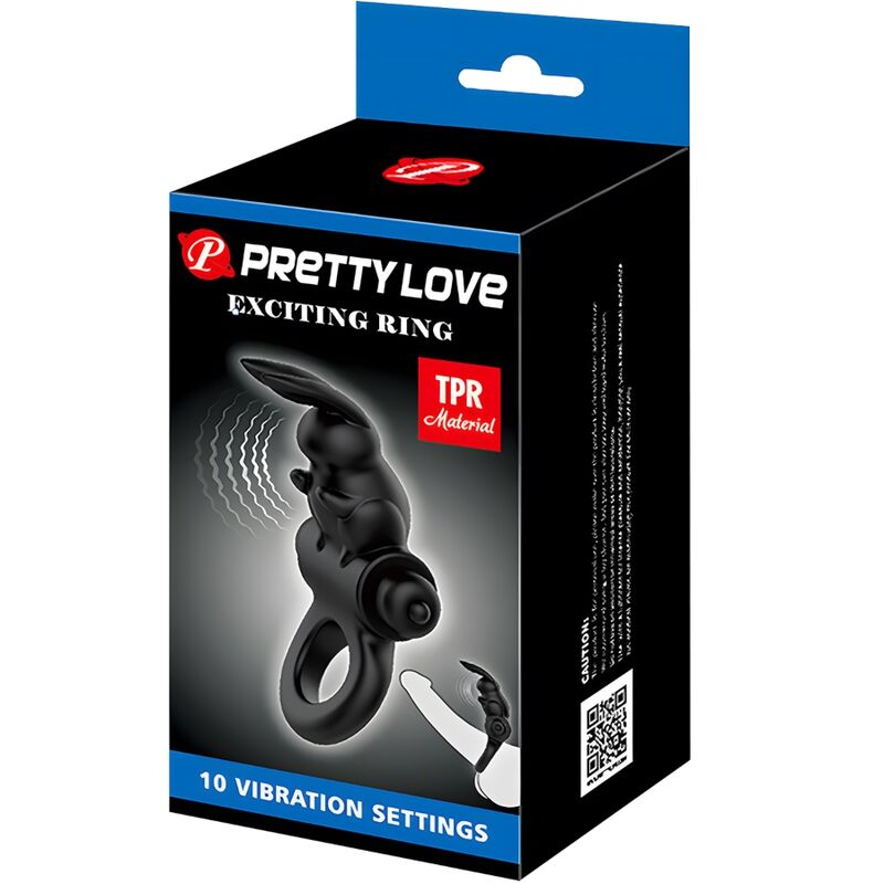 Aufregender Rabbit-Vibrationsring 10 Vibrationen schwarz