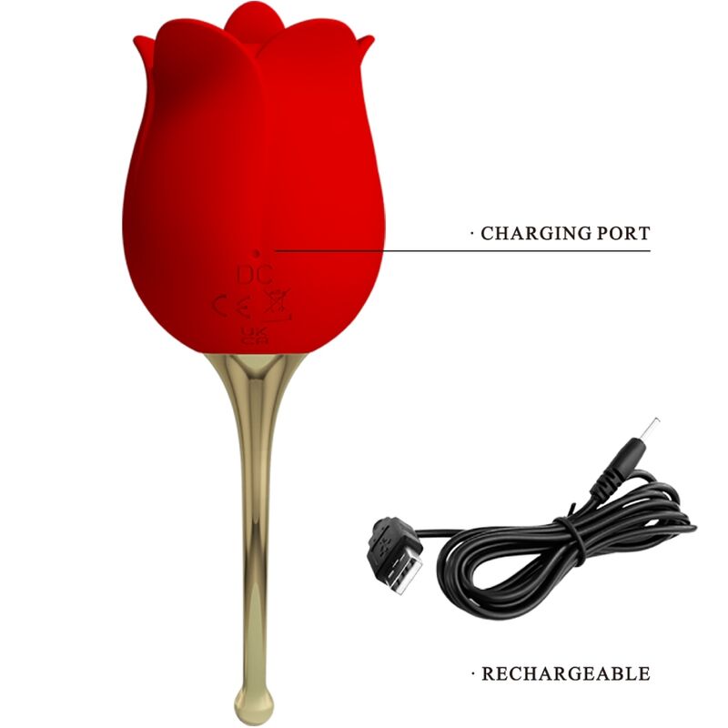 Rose Lover Pink Klitorisstimulator 12 Vibrationen Rot