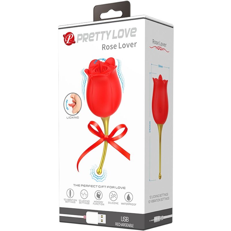 Rose Lover Pink Klitorisstimulator 12 Vibrationen Rot