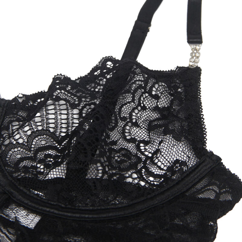 954185 schwarzes Babydoll mit verstellbaren Trägern und Spitze, S/M