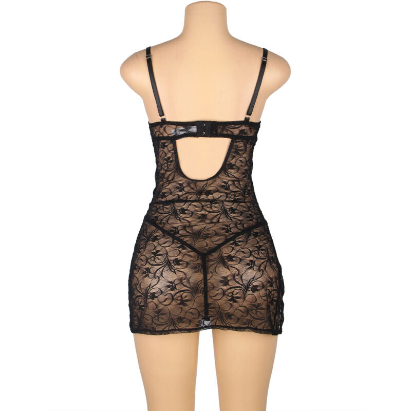 954185 schwarzes Babydoll mit verstellbaren Trägern und Spitze, S/M