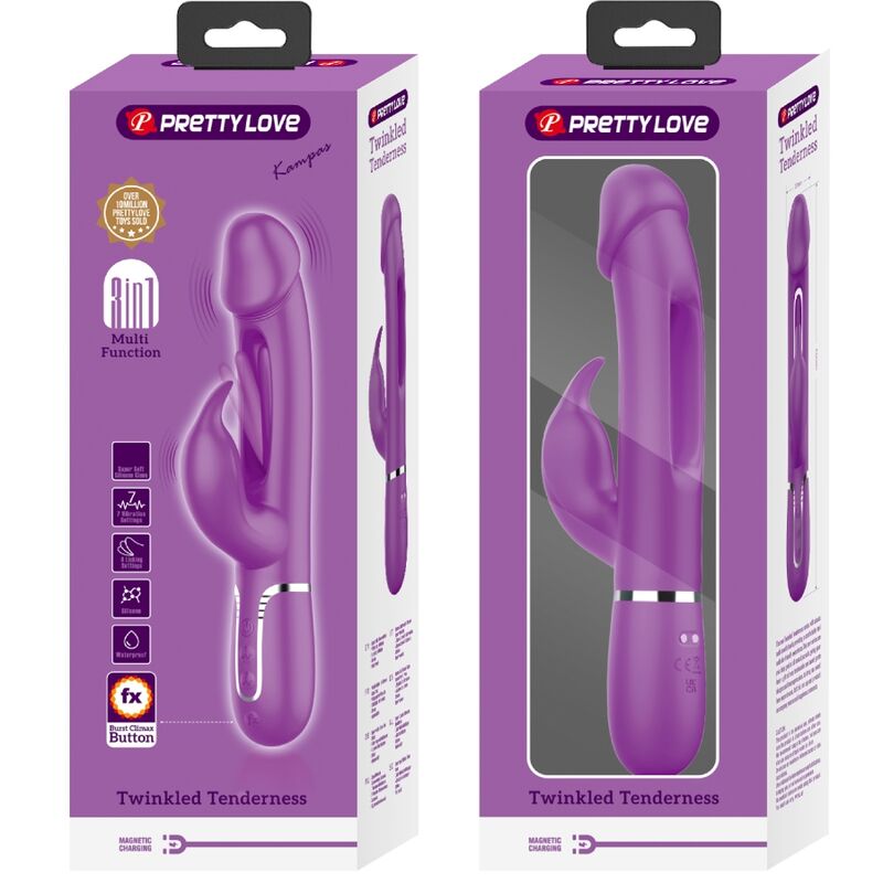 Kampas 3-in-1 Multifunktions-Rabbit-Vibrator lila